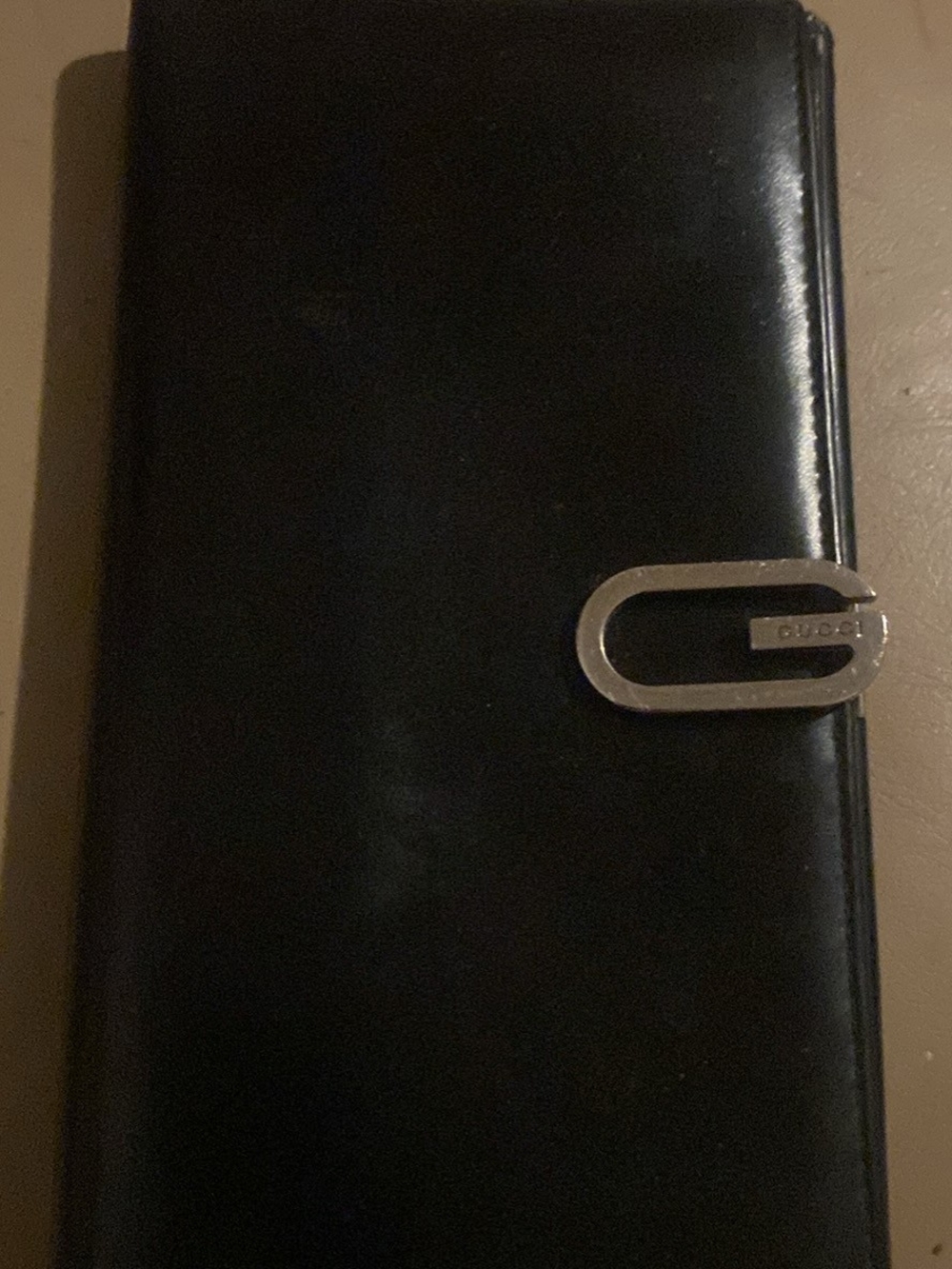 Gucci Black Leather Continental Long Wallet with Silver Hardware